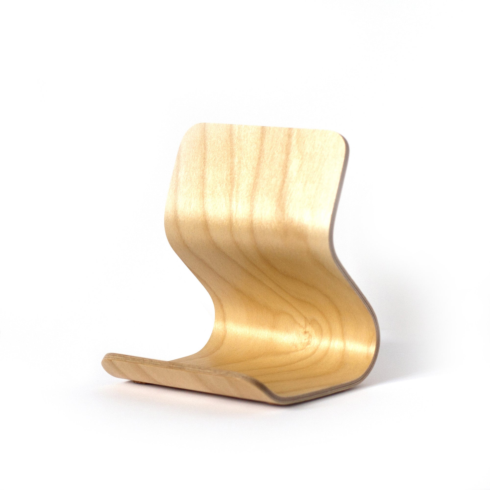 Front view of a maple Ray Tablet Stand